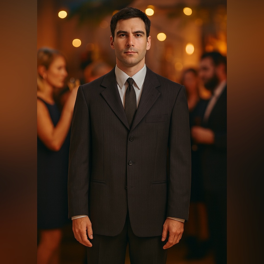 Men's Fine Quality Dark Charcoal Wool Suit